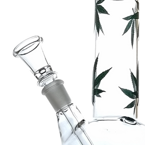 Glass Bong with Assorted Color Leaf Prints
