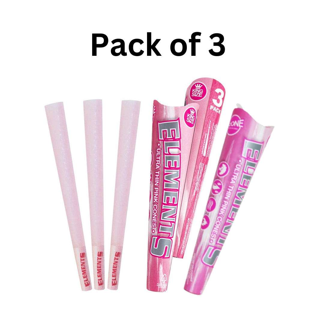 Elements Pink Prerolled Cones King Size -  3 Cones