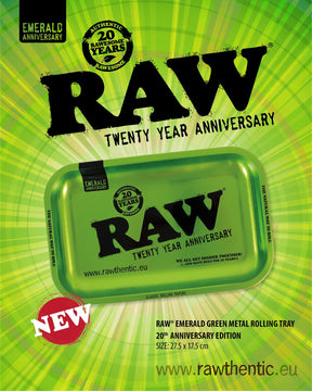 RAW EMERALD GREEN METAL ROLLING TRAY 20TH - Small
