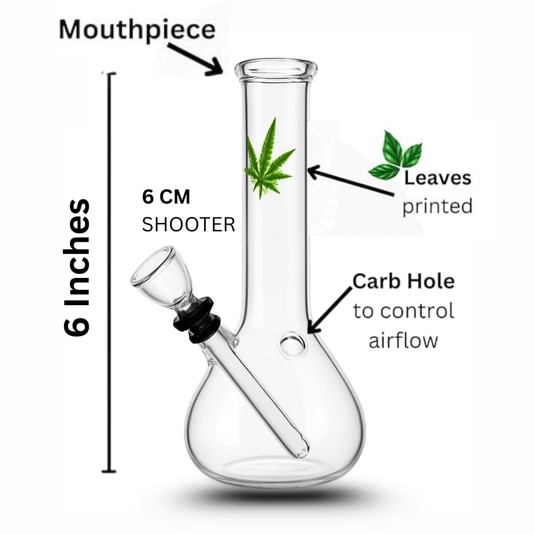 Outontrip 6 Inch Leaf Design Conical Base Bong