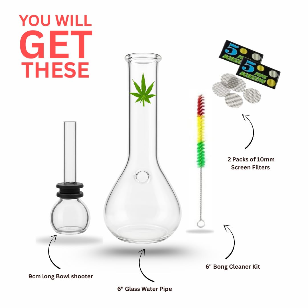 Outontrip 6 Inch Leaf Design Conical Base Bong