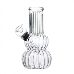 Outontrip 5 Inch Clear Glass Bong Ribbed Design with Cleaning Brush,Small Size