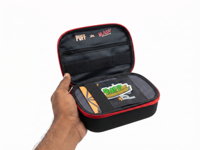 OutonTrip PUFF x RAW Pro Storage Organizer Case – Compact Protective Zipper Carrying Case with Elastic Holders & Organized Interior for Everyday Essentials, Black & Red