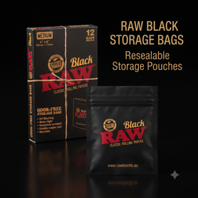 RAW Black Storage Bags Medium 4 x 6 Inch |  Reusable Resealable Pouches | Odor-Resistant, Water-Tight & UV Blocking Storage Bags | Double-Zipper Seal | 102 x 152 mm
