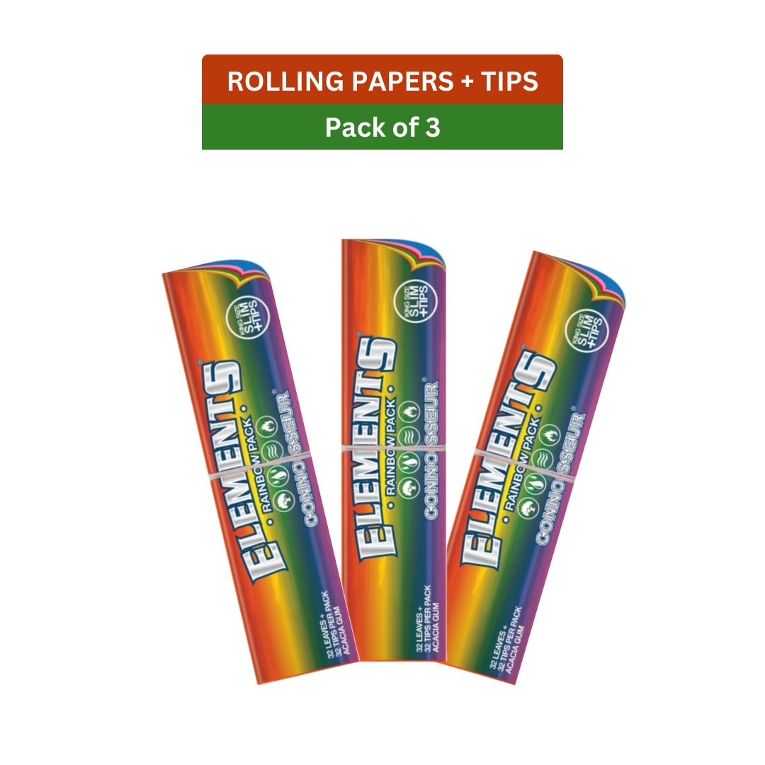 ELEMENTS RAINBOW CONNOISSEUR - KS SLIM + TIPS - 32 LEAVES