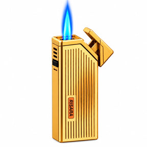 OutonTrip Premium Torch Jet Flame Lighter,Refillable , Golden Finish, Stylish Assorted Designs, Compact Portable Gas Lighter