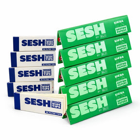 SESH King Size Brown Rolling Paper Combo with Roach Tips | 5 Booklets Papers + 5 Booklets Tips