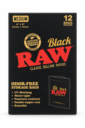 RAW Black Storage Pouch Medium | Reusable Zip Lock Pouch |152 x 102 mm