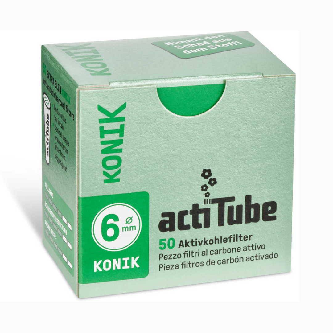 actiTube 6MM Activated Charcoal Konik Extra Slim Filters - 50 Tips
