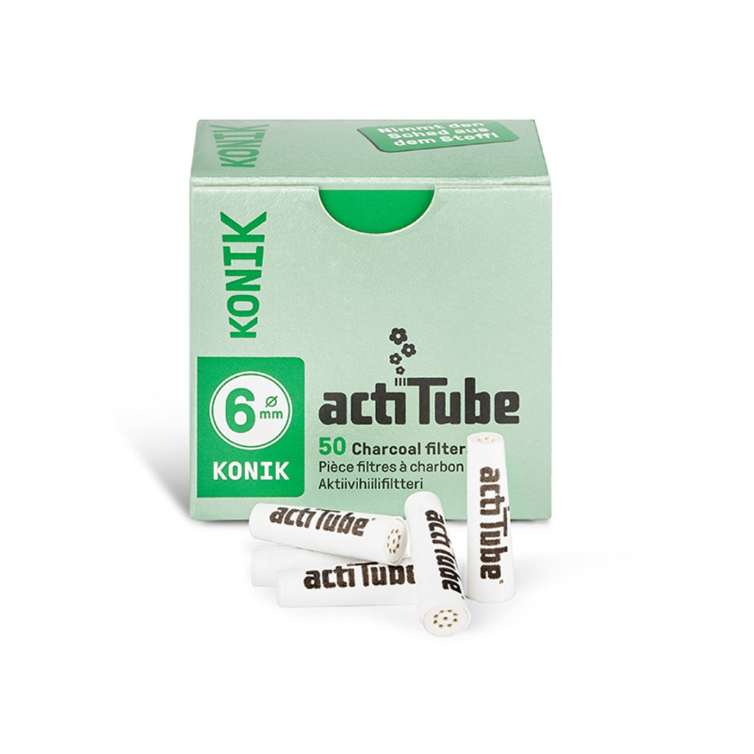 actiTube 6MM Activated Charcoal Konik Extra Slim Filters - 50 Tips