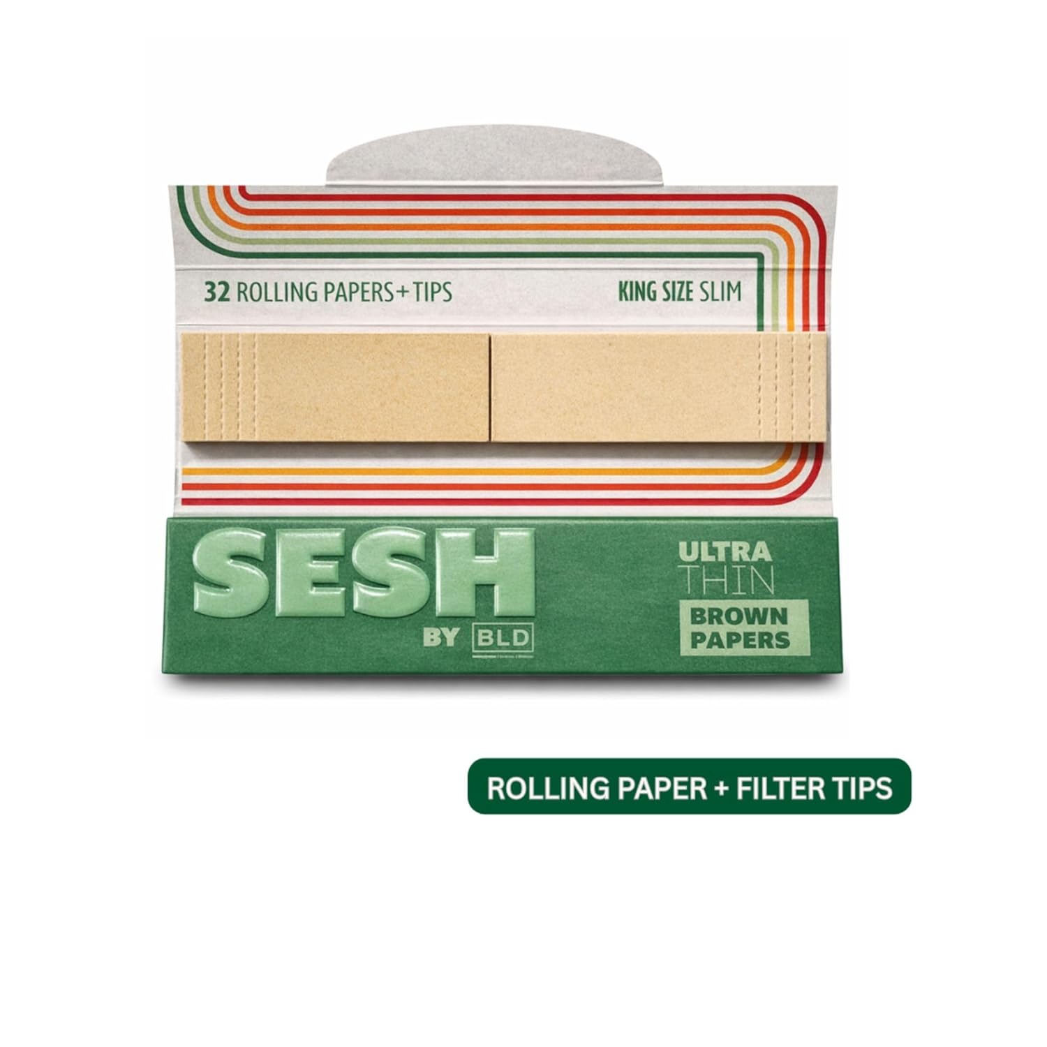 Sesh Ultra Thin Brown Rolling Papers with Tips – Natural Unbleached Slow Burn