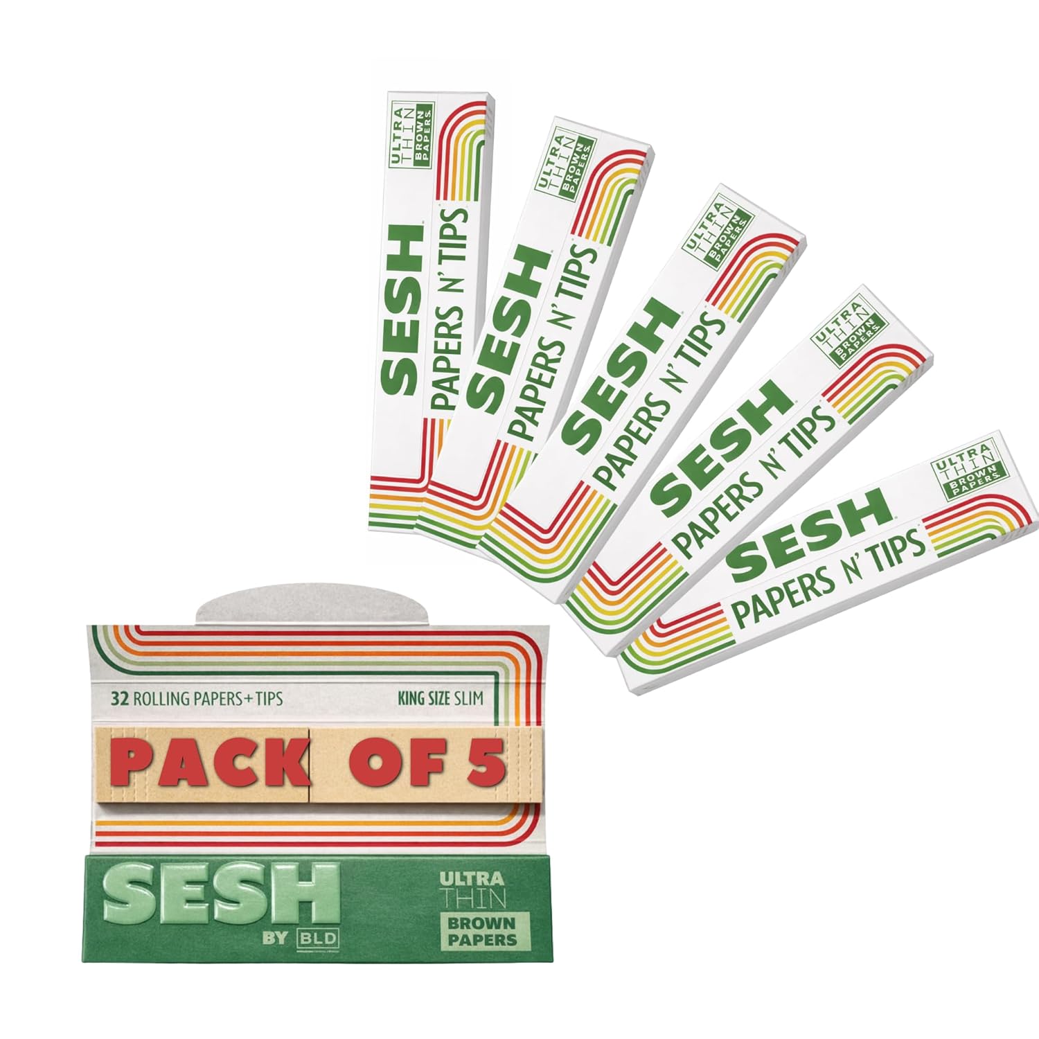 Sesh Ultra Thin Brown Rolling Papers with Tips – Natural Unbleached Slow Burn