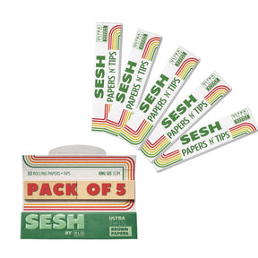 Sesh Ultra Thin Brown Rolling Papers with Tips – Natural Unbleached Slow Burn