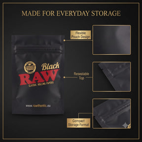 RAW Black Storage Pouch Medium | Reusable Zip Lock Pouch |152 x 102 mm