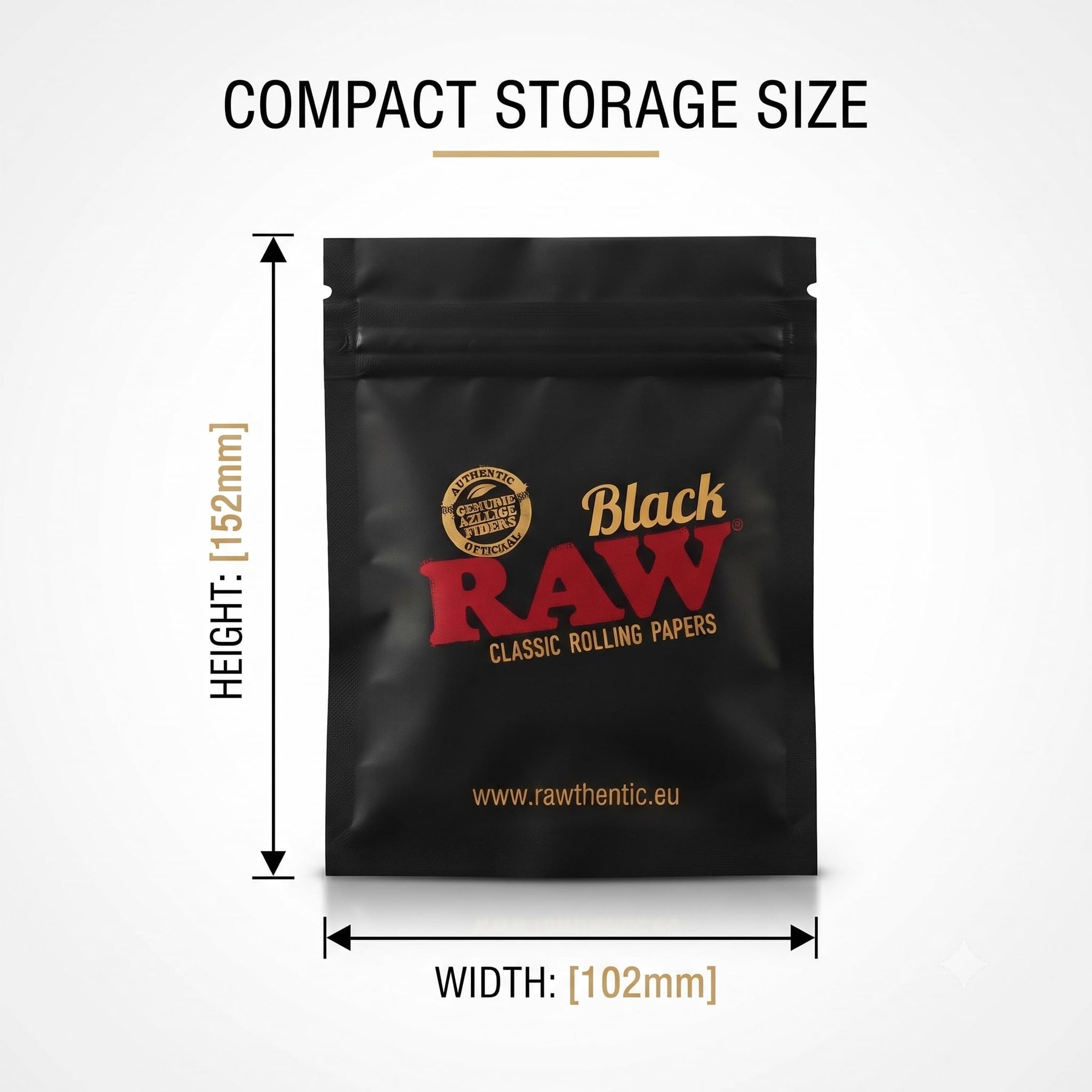 RAW Black Storage Pouch Medium | Reusable Zip Lock Pouch |152 x 102 mm