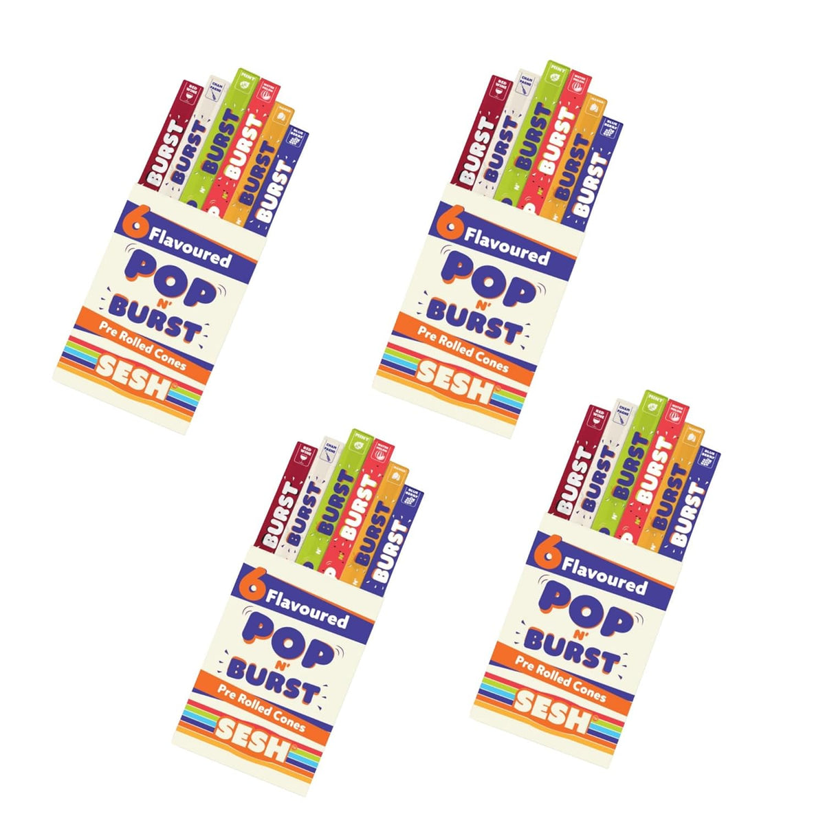 Sesh Pop n Burst Pre Rolled Cones – 6 Flavoured Ready to Use Cones