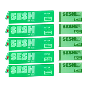 SESH Ultra Thin Brown Rolling Papers & Brown Wide Filter Tips Bundle