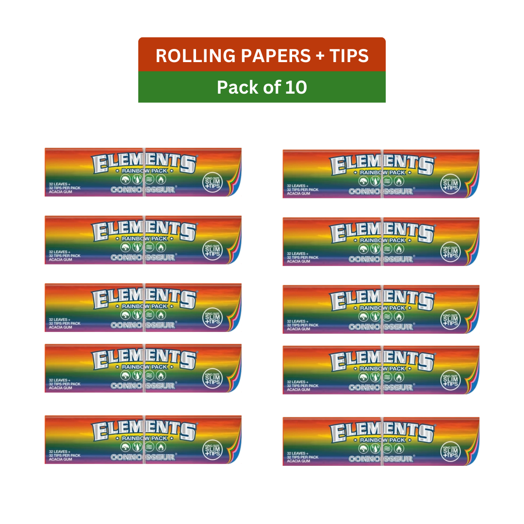 ELEMENTS RAINBOW CONNOISSEUR - KS SLIM + TIPS - 32 LEAVES