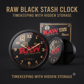 OutonTrip RAW Black Stash Clock | 2-in-1 Wall Clock with Hidden Storage Compartment | Decorative Round Clock with Concealed Organizer | RAW Classic Design