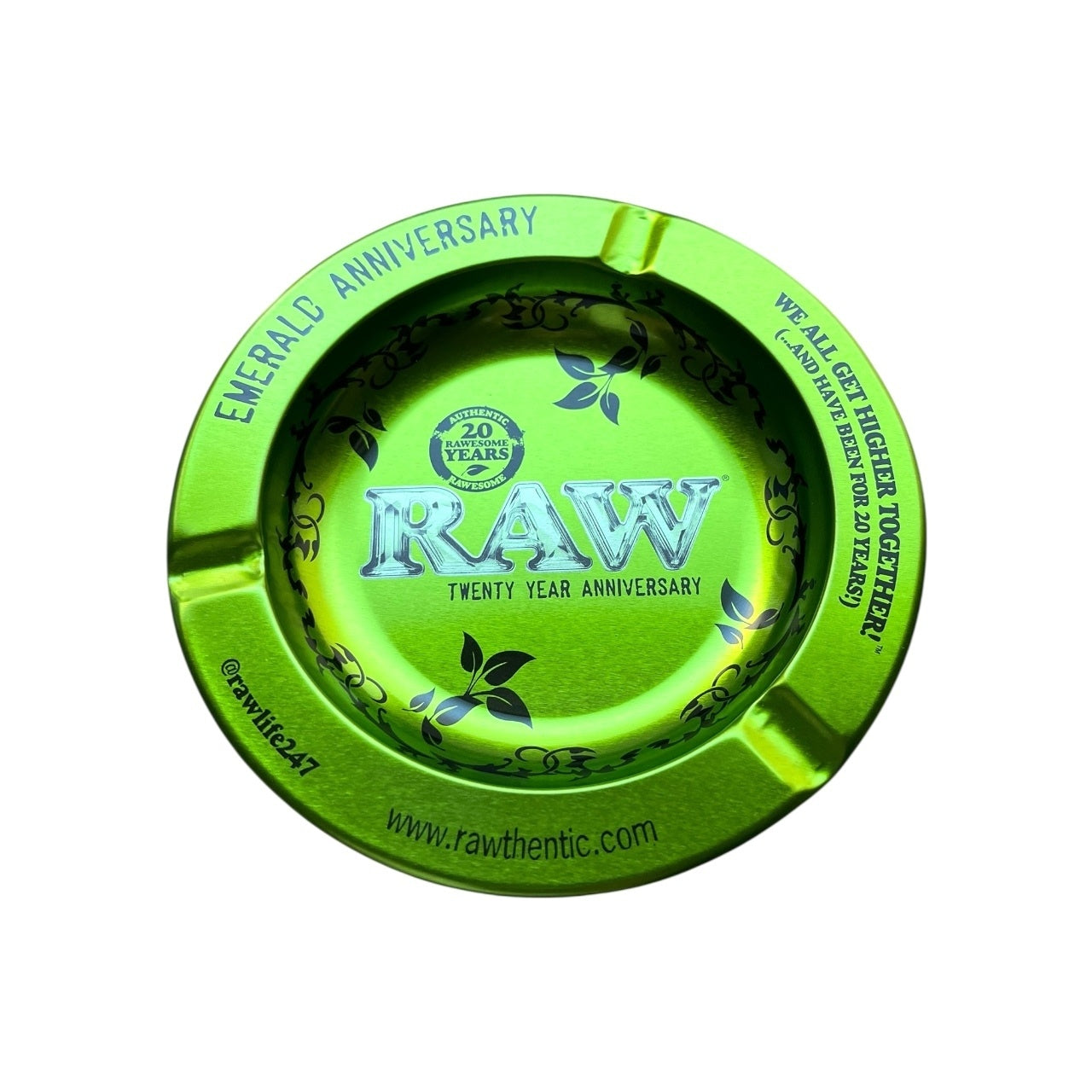 RAW Emerald 20th Anniversary Round Metal Ash Tray | Premium Metal Ashtray