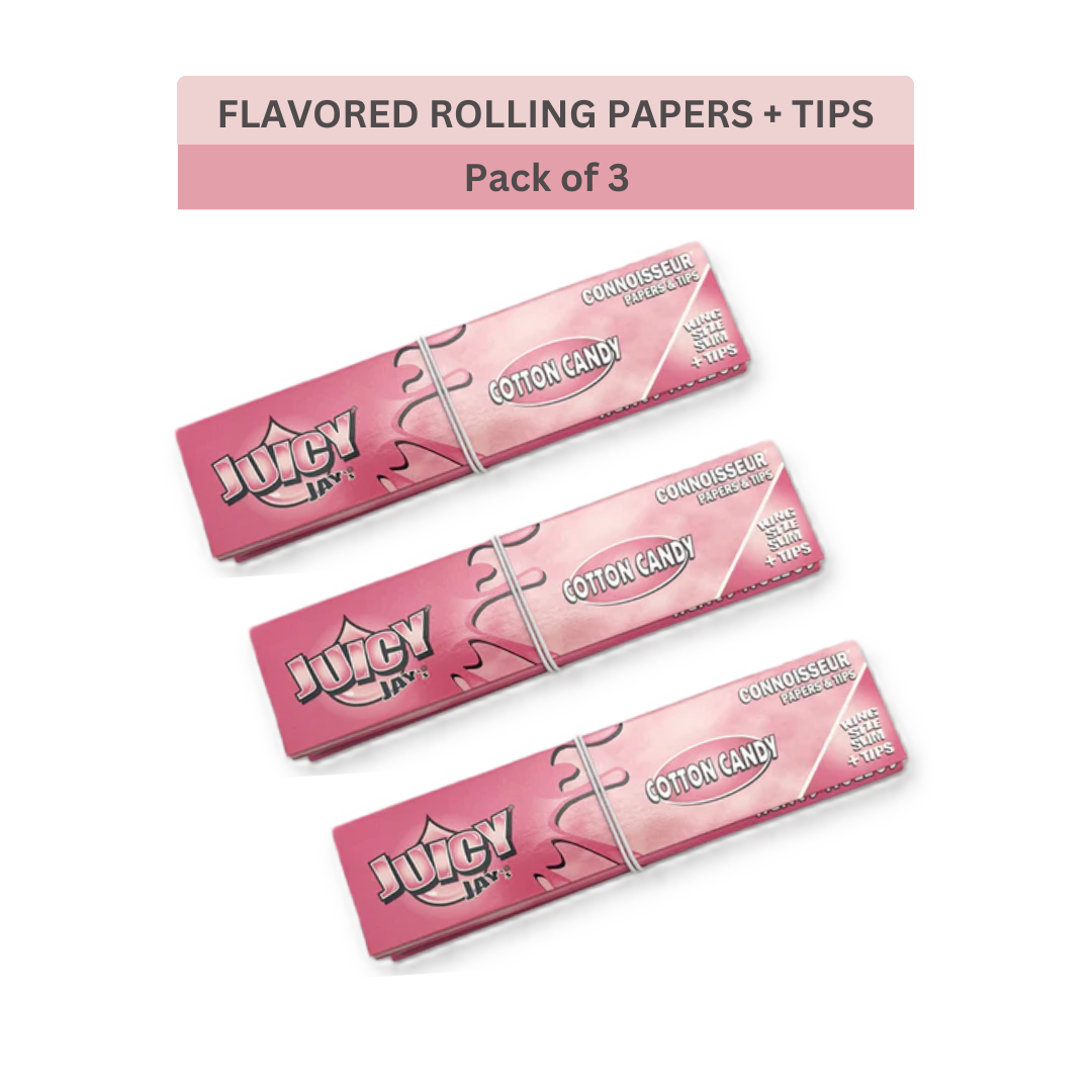 Juicy Jay’s Connoisseur King Size Rolling Papers & Tips- COTTON CANDY