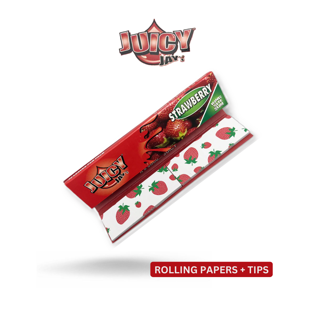 Juicy Jay’s Connoisseur King Size Rolling Papers & Tips- STRAWBERRY