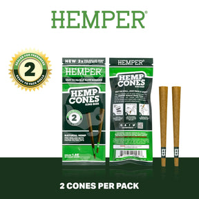 HEMPER Natural Hemp Cones with Paper Filter Tips – 2-Pack