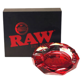 OutonTrip RAW Ruby Red Crystal Decorative Tray | Luxury Glass Home Décor Accent | Elegant Tabletop Display Accessory