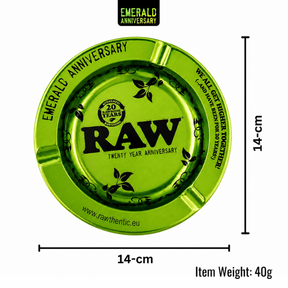 RAW Emerald 20th Anniversary Round Metal Ash Tray | Premium Metal Ashtray