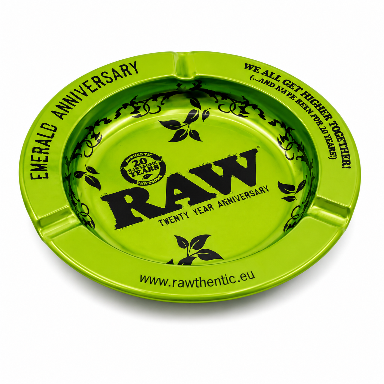 RAW Emerald 20th Anniversary Round Metal Ash Tray | Premium Metal Ashtray