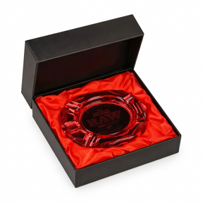 OutonTrip RAW Ruby Red Crystal Decorative Tray | Luxury Glass Home Décor Accent | Elegant Tabletop Display Accessory