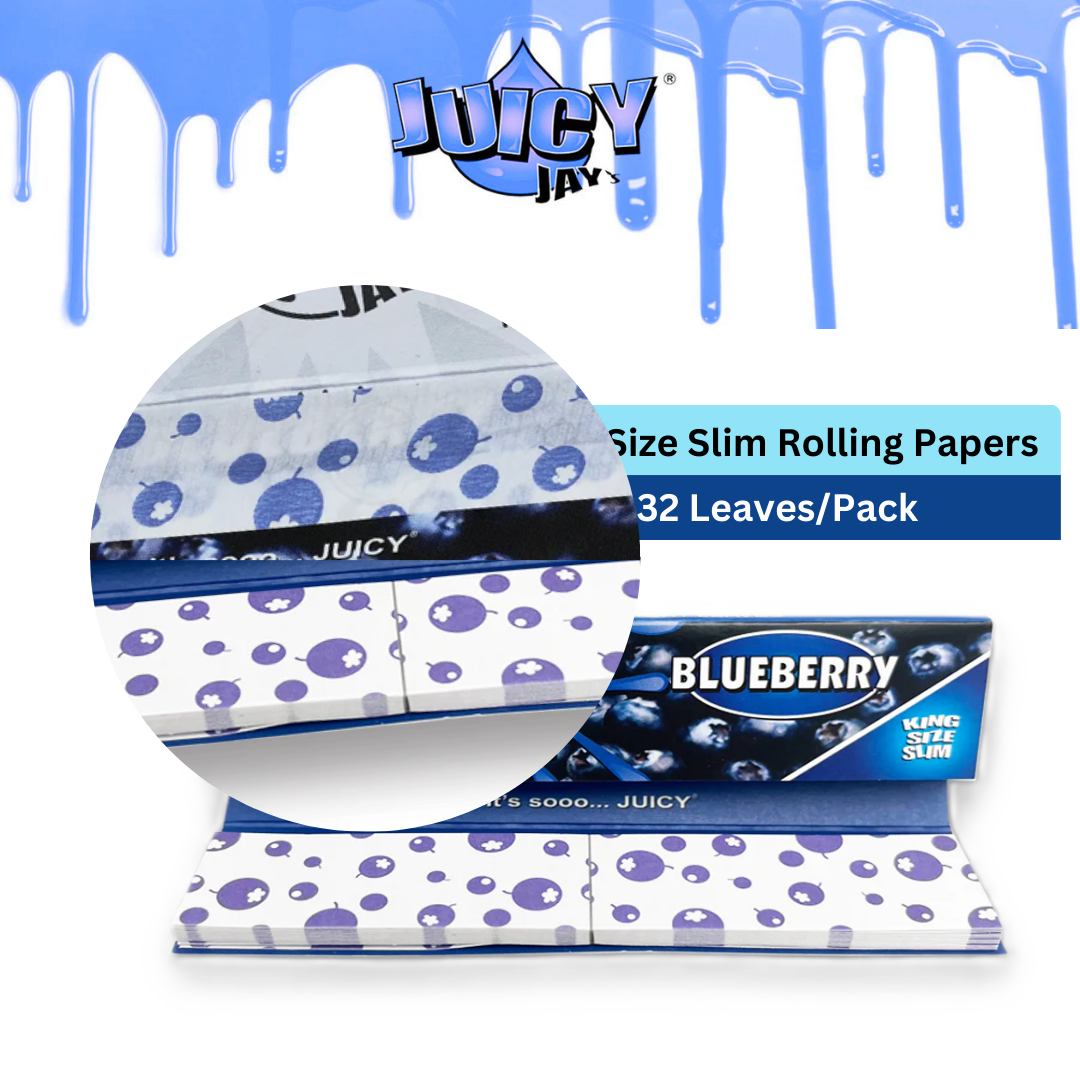 Juicy Jay’s Connoisseur King Size Rolling Papers & Tips- BLUEBERRY