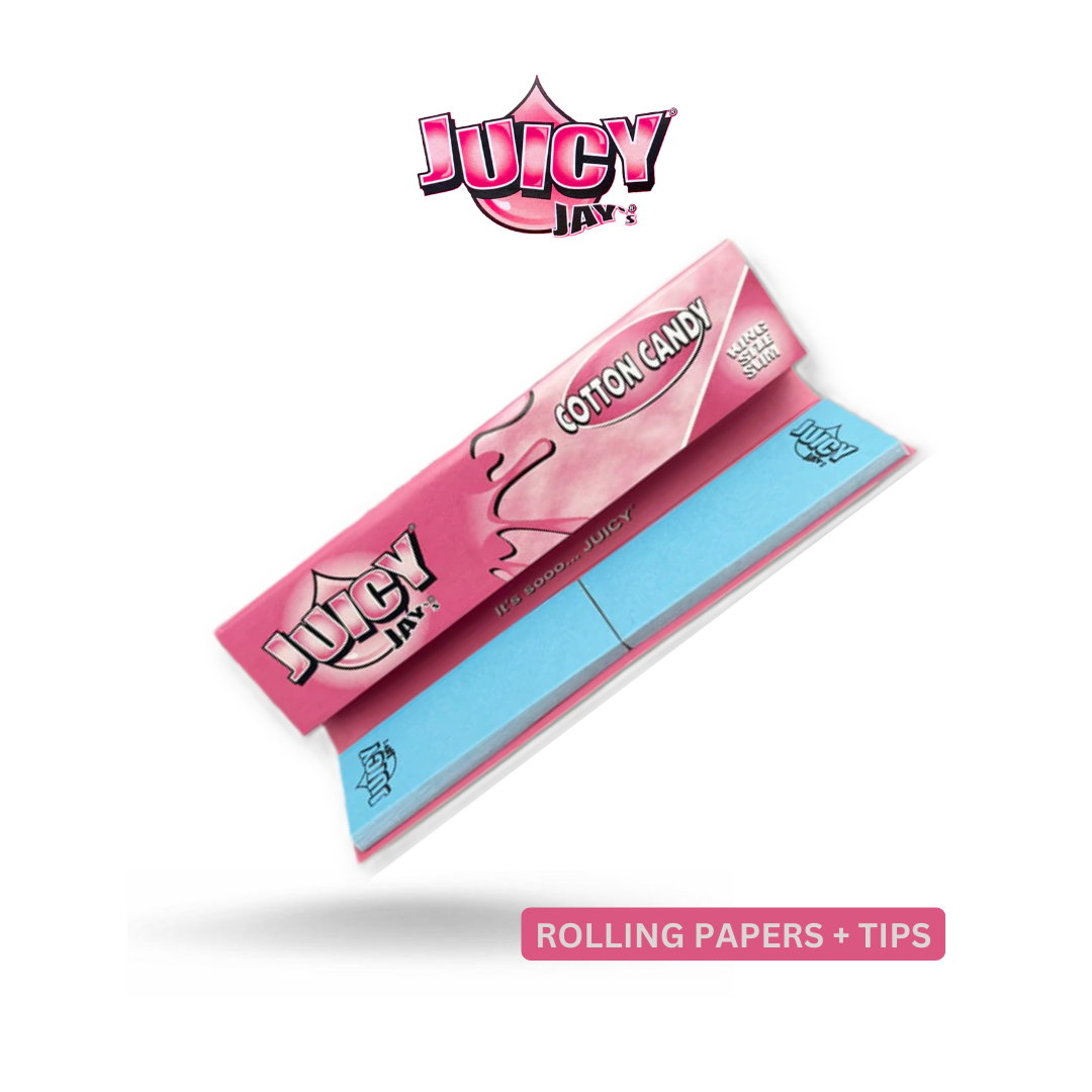 Juicy Jay’s Connoisseur King Size Rolling Papers & Tips- COTTON CANDY