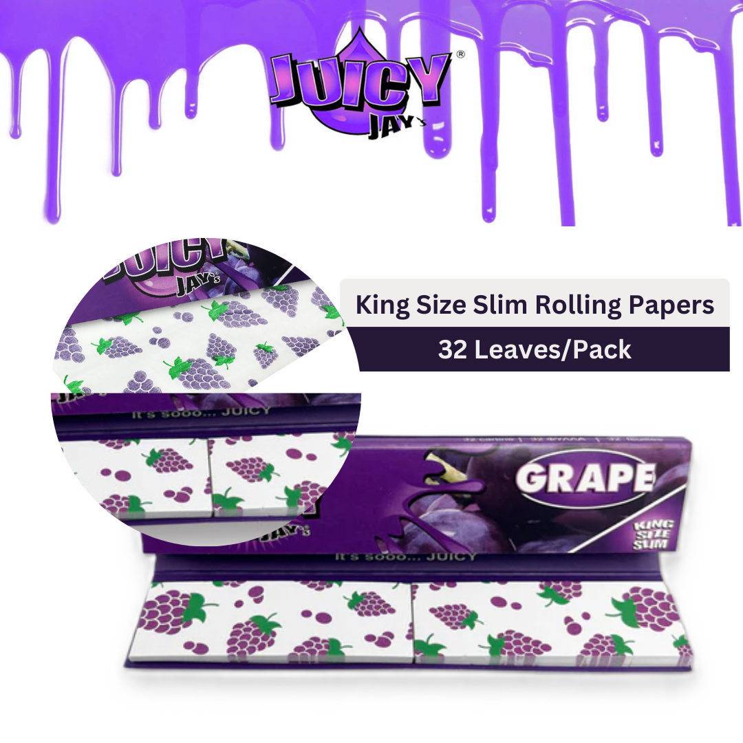 Juicy Jay’s Connoisseur King Size Rolling Papers & Tips- GRAPE