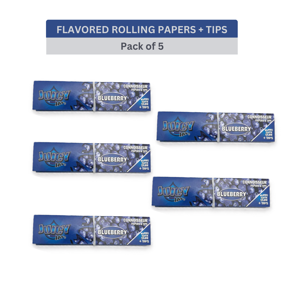 Juicy Jay’s Connoisseur King Size Rolling Papers & Tips- BLUEBERRY