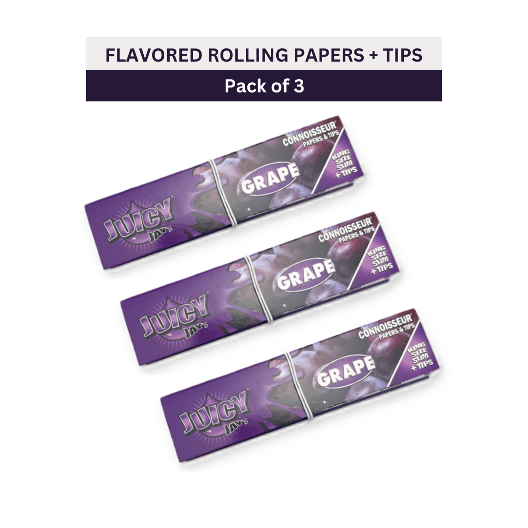 Juicy Jay’s Connoisseur King Size Rolling Papers & Tips- GRAPE