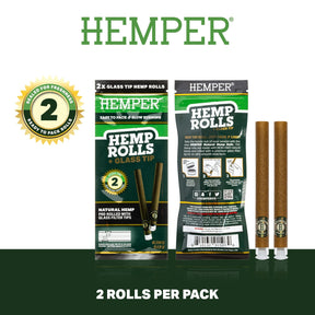 HEMPER Natural Hemp Rolls with Glass Filter Tips – 2-Pack