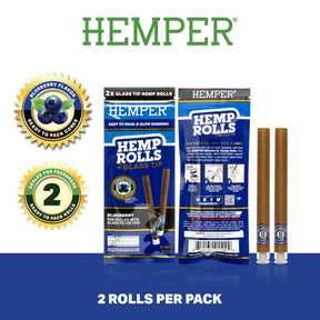 HEMPER Blueberry Flavored Rolls with Glass Filter Tips – 2-Pack