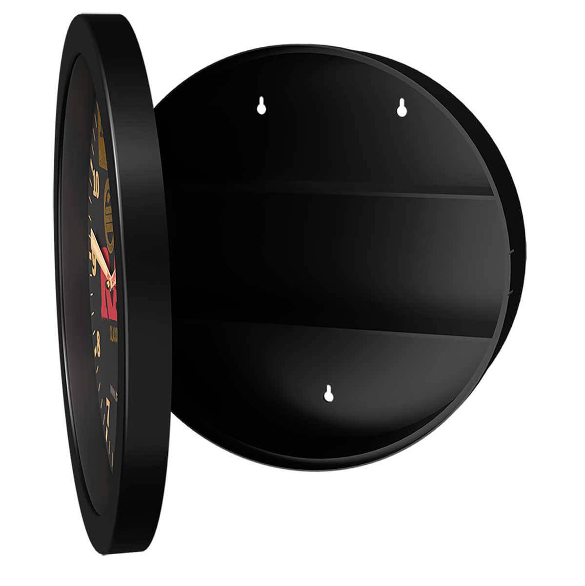 OutonTrip RAW Black Stash Clock | 2-in-1 Wall Clock with Hidden Storage Compartment | Decorative Round Clock with Concealed Organizer | RAW Classic Design