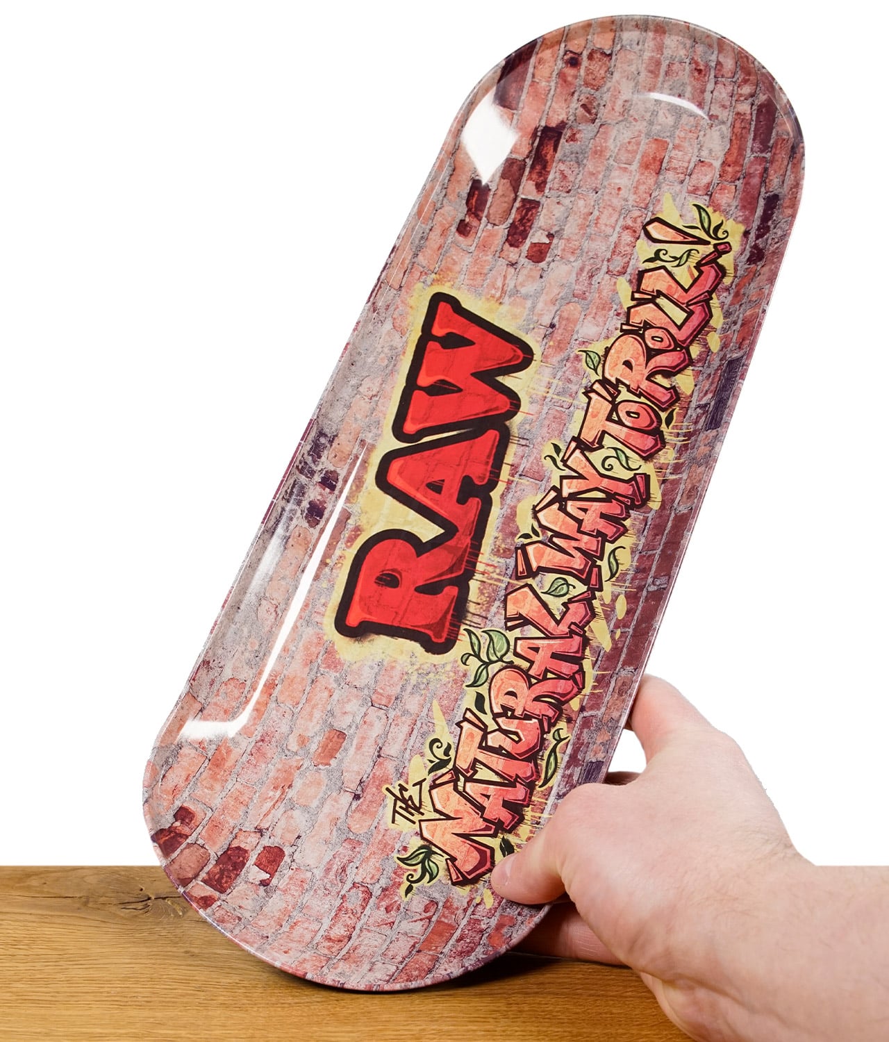 RAW SKATE TRAY GRAFFITTI 3 - METAL ROLLING TRAY WITH SKATEBOARD DESIGN, 42.5 CM X 15 CM