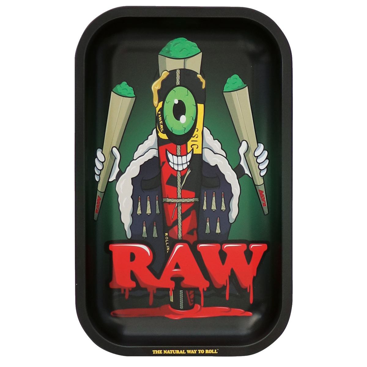 RAW BLACK METAL ROLLING TRAY CONE MONSTER - SMALL