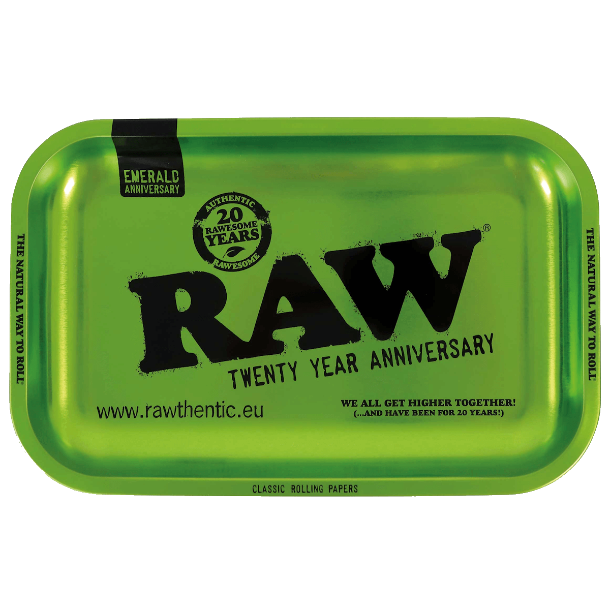 RAW EMERALD GREEN METAL ROLLING TRAY 20TH - Small