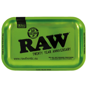RAW EMERALD GREEN METAL ROLLING TRAY 20TH - Small