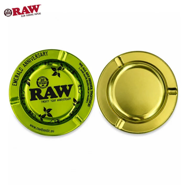 RAW Emerald 20th Anniversary Round Metal Ash Tray | Premium Metal Ashtray