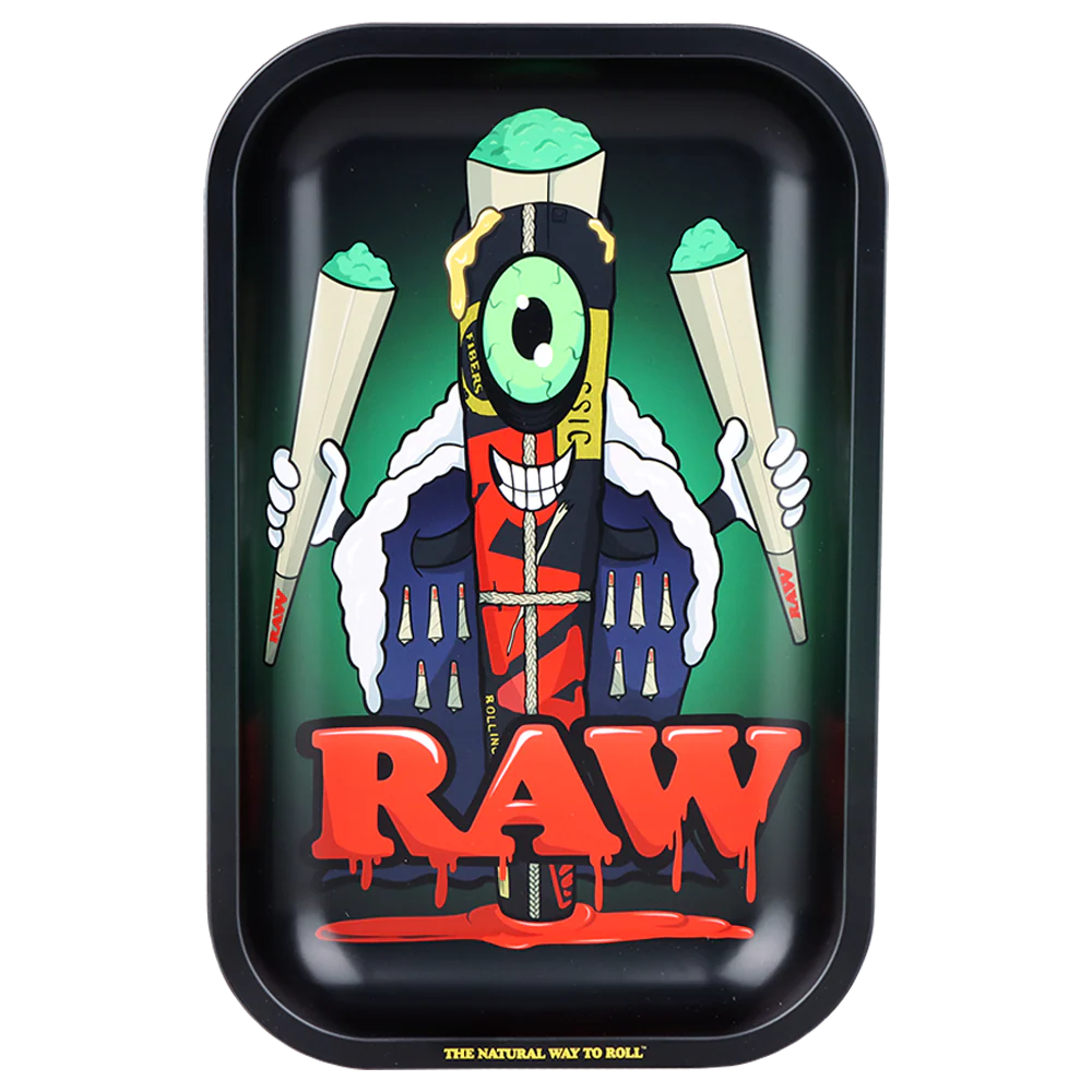RAW BLACK METAL ROLLING TRAY CONE MONSTER - SMALL