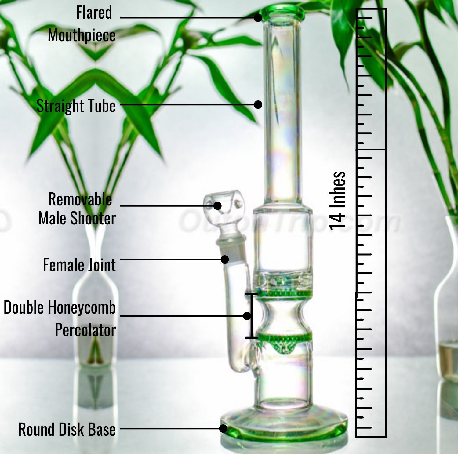 14 Inch Can Assorted Colors Bong with Double Honeycomb Percolator