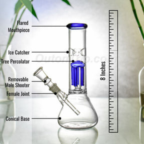 8 Ich Conical Flask Assorted Colors Bong with Tree Percolator and Icce Carcher
