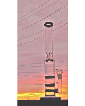 14 Inch Glass Assorted Colors Bong with Double Honeycomb & Inline Percolator