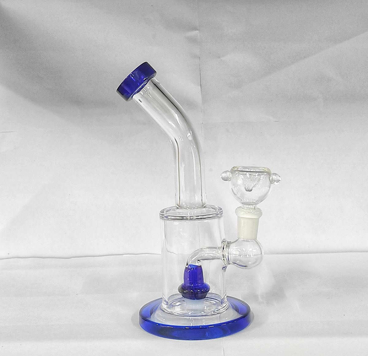 8 Inch Bent Neck Glass Assorted Colors Bong with Dome Percolator