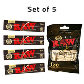 RAW Black Rolling Paper with RAW Black Cotton Filter Tips - Set of 5